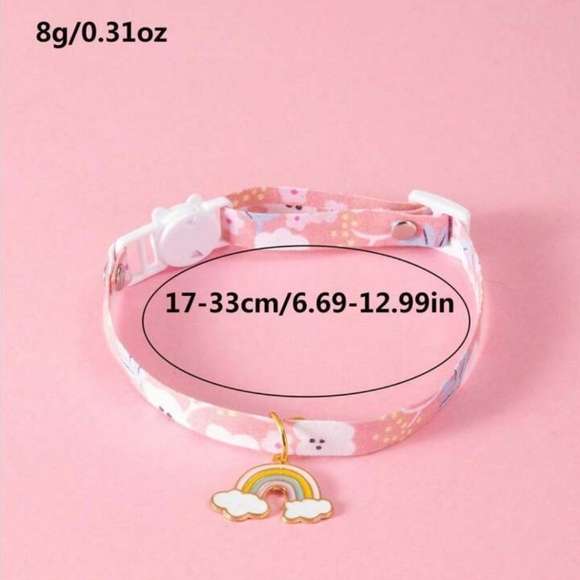 Floral Pink & Rainbow Charm Safety Break Away Cat Collar - Picture 5 of 8
